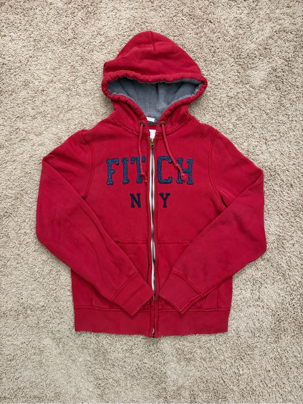 Vintage Y2k Abercrombie Fitch Distressed Grunge Heavy Full Zip Hoodie Mens Sz XL